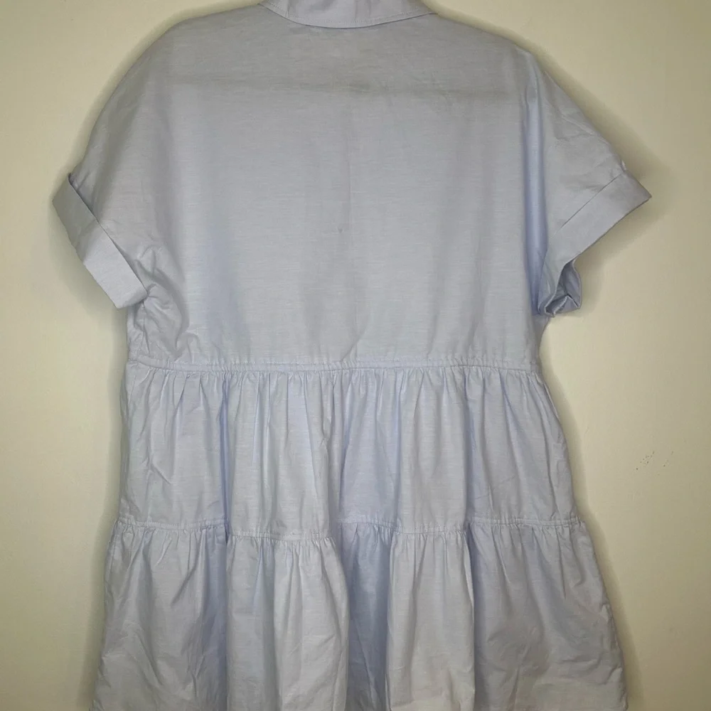 Zara Tiered Cotton Blue Oxford Dress - Picture 7 of 8